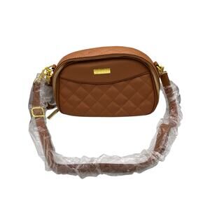 Joy & Iman Brown Quilted Leather Crossbody Double Sided Adjustable Straps 
Boho